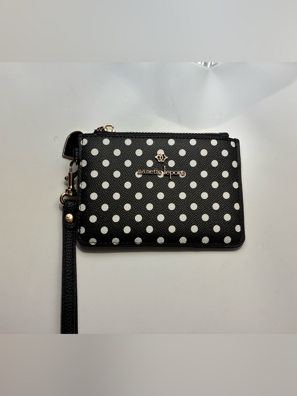 Nanette Lepore Black & White Polka Dot Wristlet Clutch